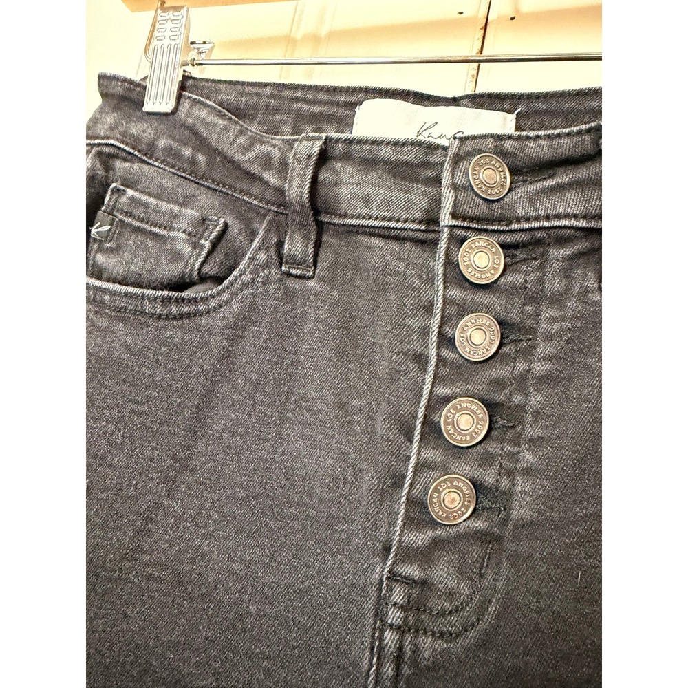 KanCan Gris Skinny Jeans 3/25 Black High Rise Button Fly Stretch Frayed Hem - Picture 4 of 10